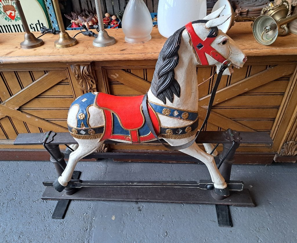 Zeer mooi echt oud hobbelpaard of rocking horse 130 x 109 cm, Antiek en Kunst, Ophalen