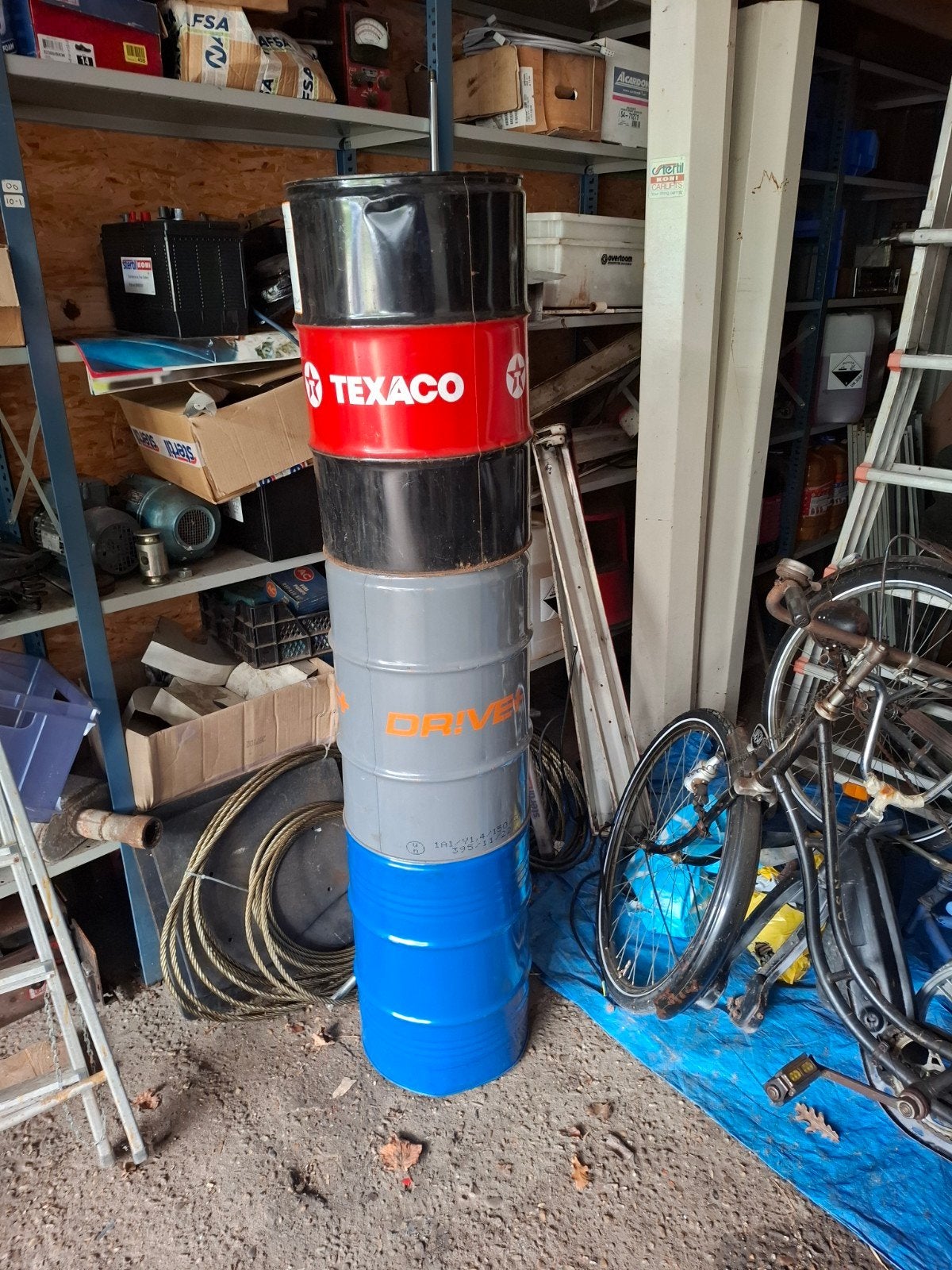 vuurton oud en nieuw olievat 60 liter, Tuin en Terras, Vuurkorven, Ophalen, Gebruikt, Vuurton