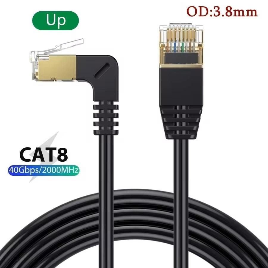 Slanke Cat8 Ethernet-kabel RJ 45 90 Graden UP, Computers en Software, Ophalen of Verzenden, Nieuw