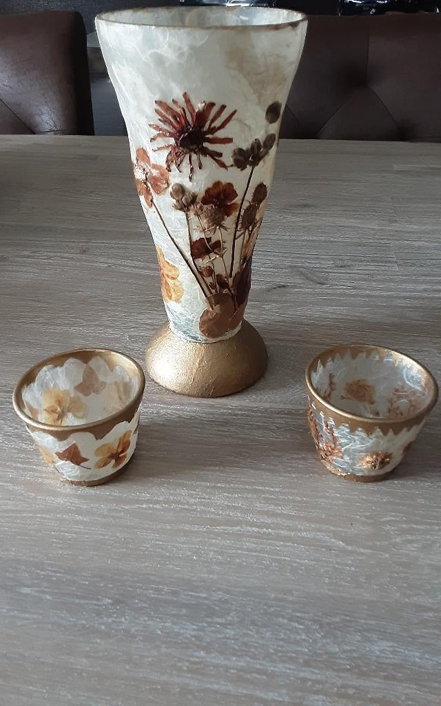 Vaasje en 2 theelichthoudertjes, Huis en Inrichting, Overige kleuren, Nieuw, Ophalen of Verzenden, Glas