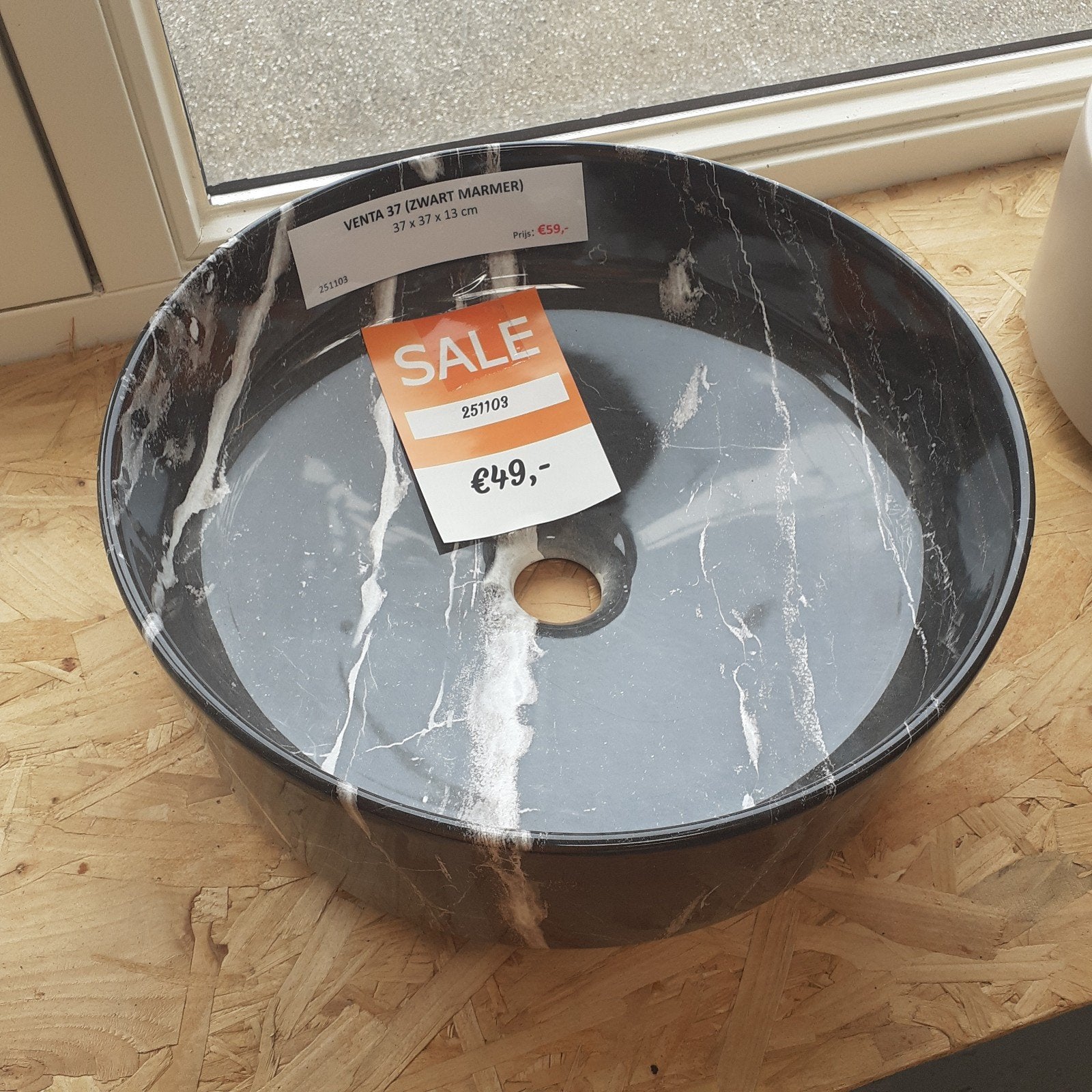 AANBIEDING waskom, zwart marmer, rond, luxe design, Venta 37