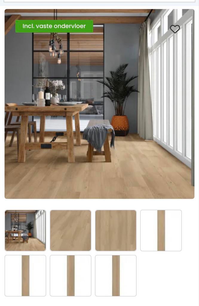 4,38m2 Vivafloors PVC Vloer Eiken C5006 Click - ondervloer, Ophalen, Kunststof, 50 tot 150 cm, Overige typen