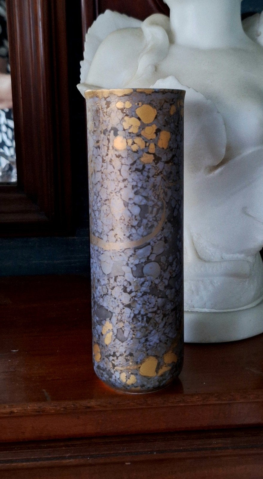 Rosenthal Studio-Linie Goldfeuer vaasje. Helmut Drexler., Overige materialen, Handgemaakt, Paars, Nieuw