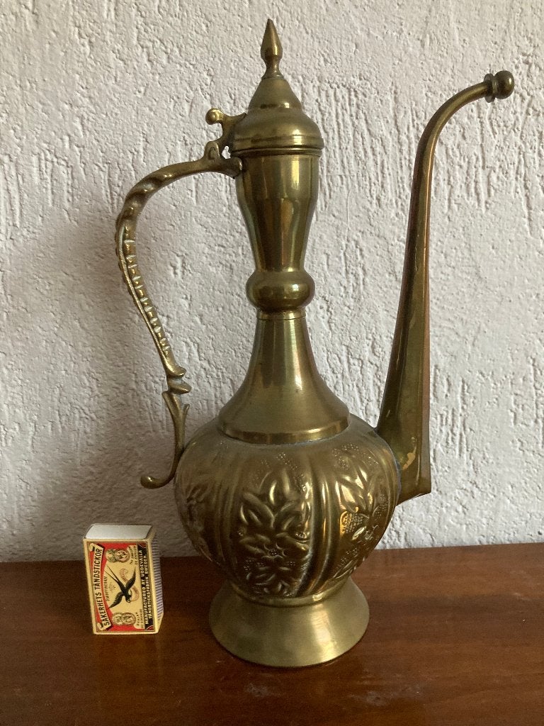 Oosters patina gedecoreerd theekan messing koper koffiekan, Antiek en Kunst, Antiek | Koper en Brons, Ophalen of Verzenden