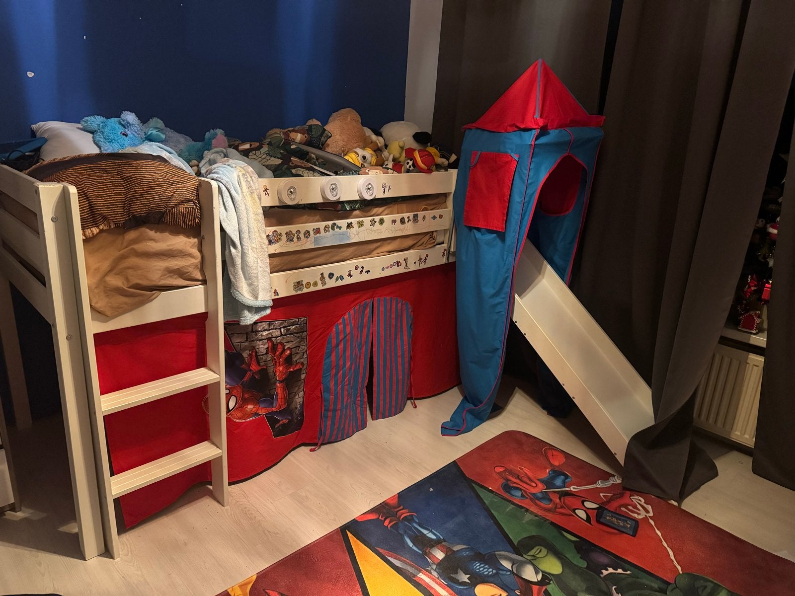 Halfhoogslaper met glijbaan en speeltent, Ophalen, Gebruikt, 90 cm, Eenpersoons