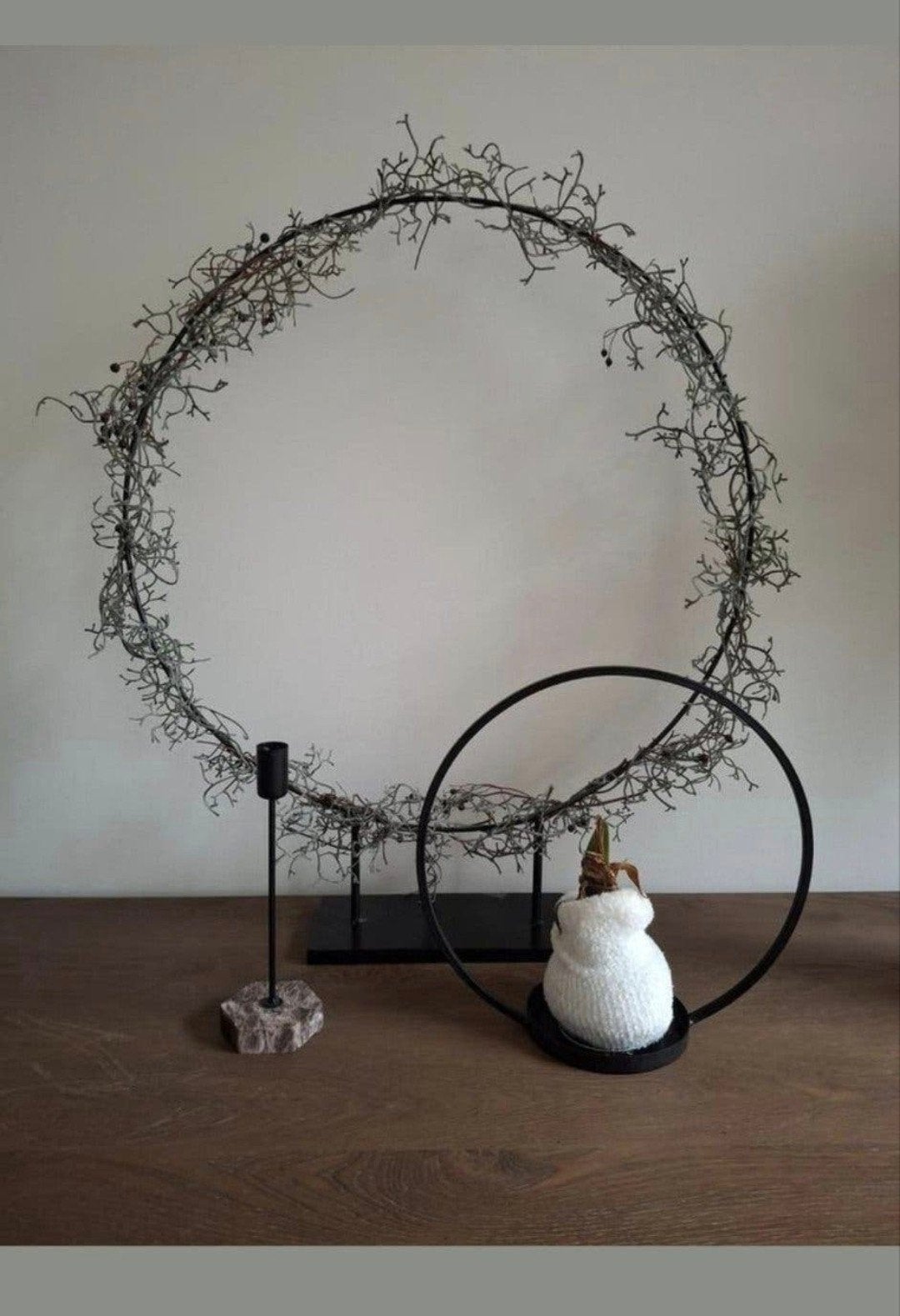 Decoratie ring op statief groot en klein zwart landelijk, Ophalen of Verzenden