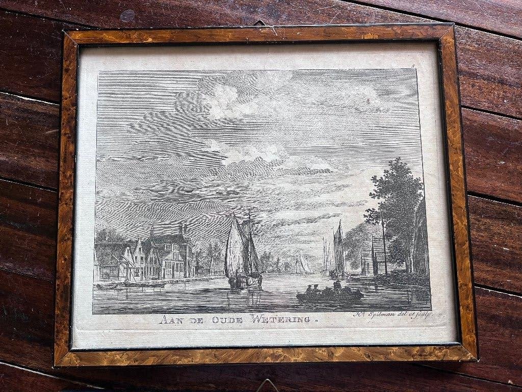 zeldzame kopergravure Spilman ‘Aan de oude Wetering’, Antiek en Kunst, Kunst | Etsen en Gravures, Ophalen of Verzenden