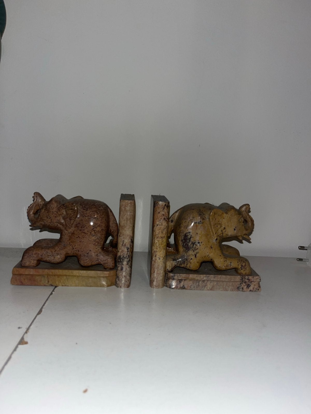 Vintage Olifant Boekensteunen - Steen, Vintage, Gebruikt, Ophalen of Verzenden, Bruin