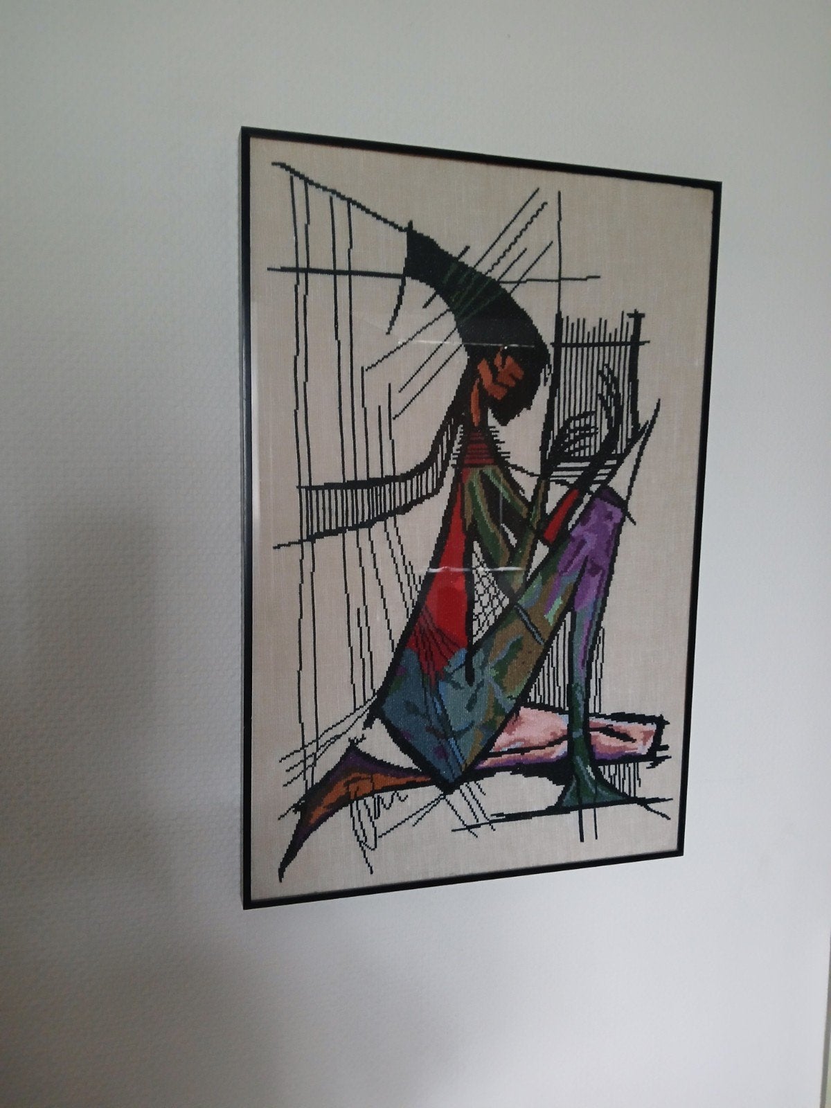 Geborduurd Abstract Figuur - 58x38cm, Antiek en Kunst, Ophalen of Verzenden