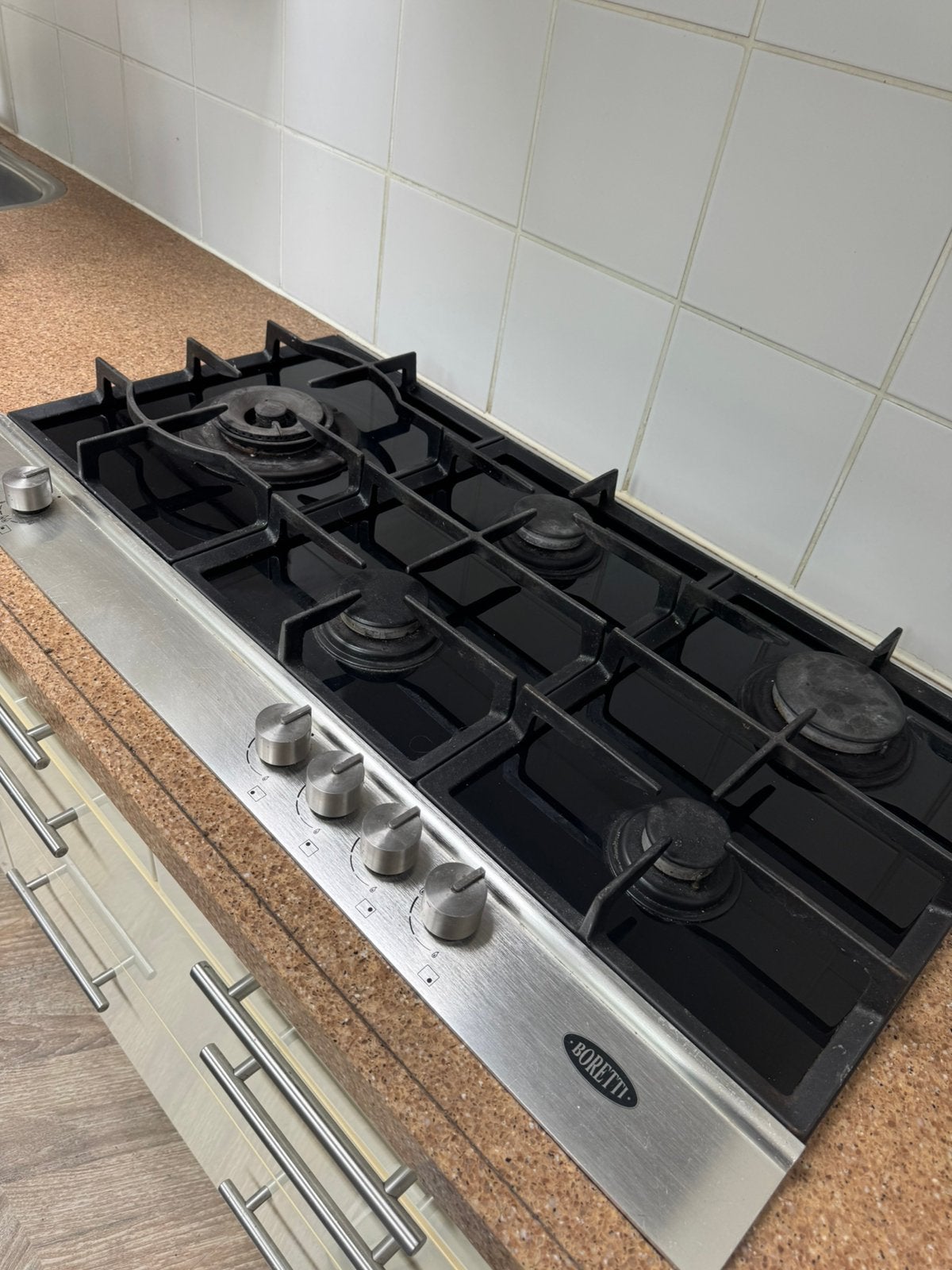 Boretti 5-pits gaskookplaat 90 cm, Ophalen, Zo goed als nieuw, Inbouw, Gas