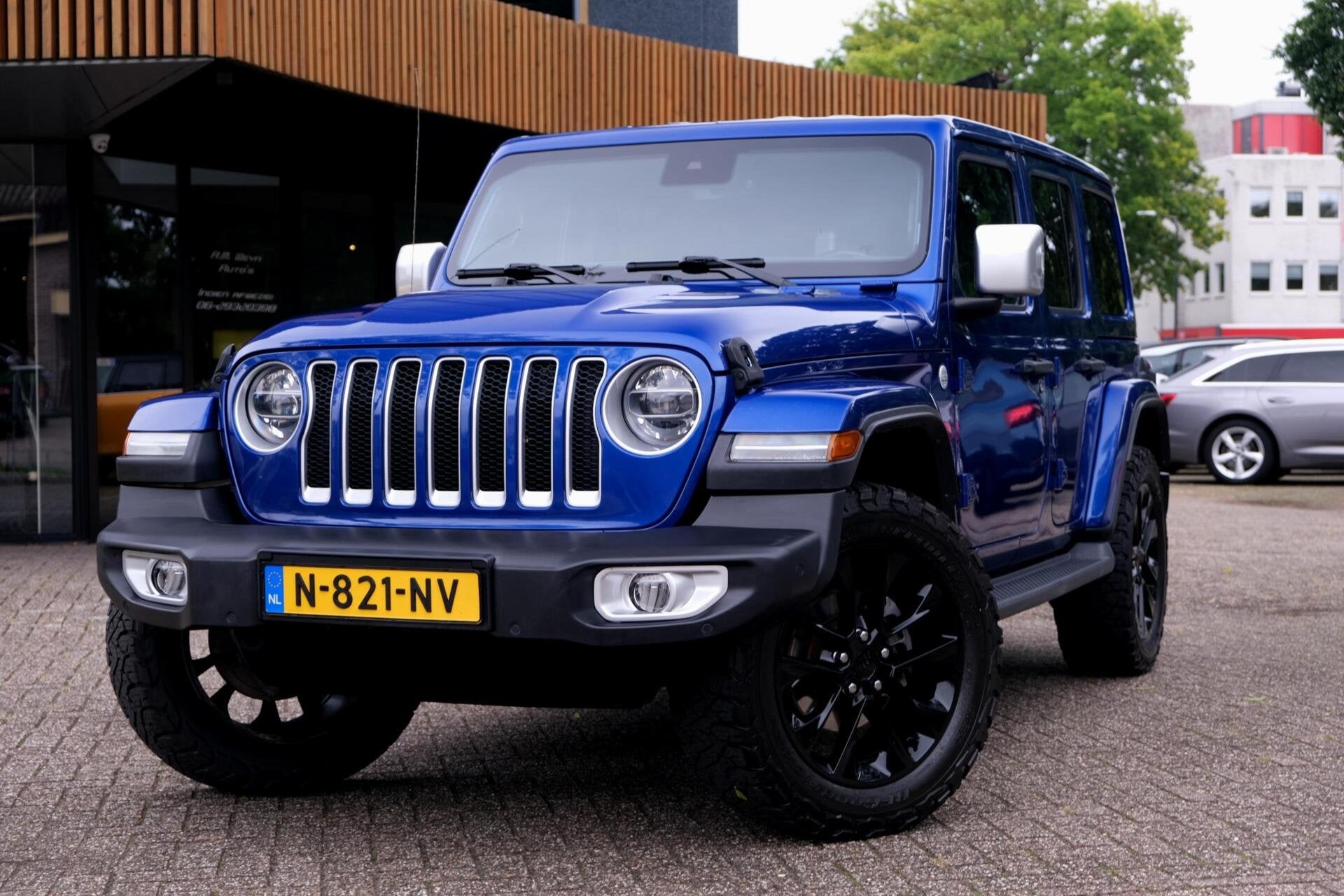 Jeep Wrangler Unlimited 2.0T Sahara|Rijklaar!|Overland|ACC|C, Auto's, Automaat, Cabriolet, Blauw, Leder