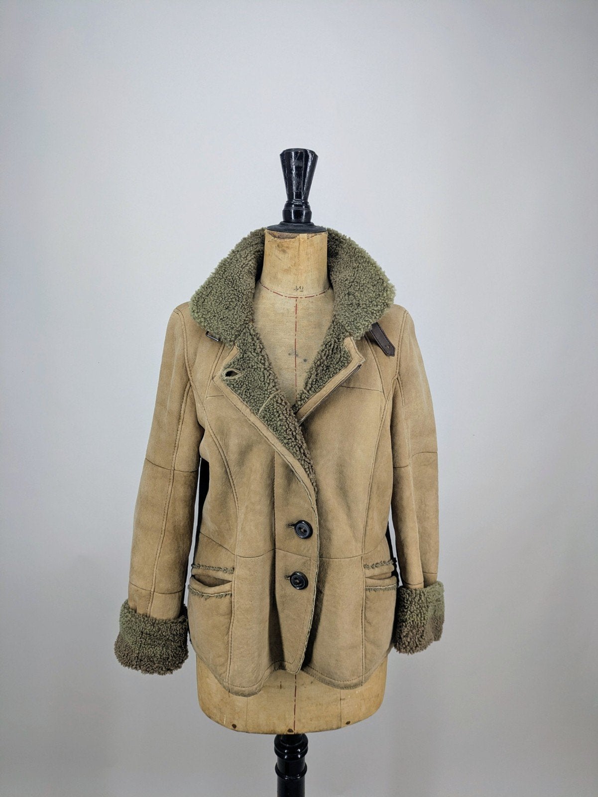 Christ vintage jas  beige/groen, Info@christ.eu, Beige, Maat 42/44 (L), Am Bahndamm 1, 72581 Dettingen an der Erms, Duitsland