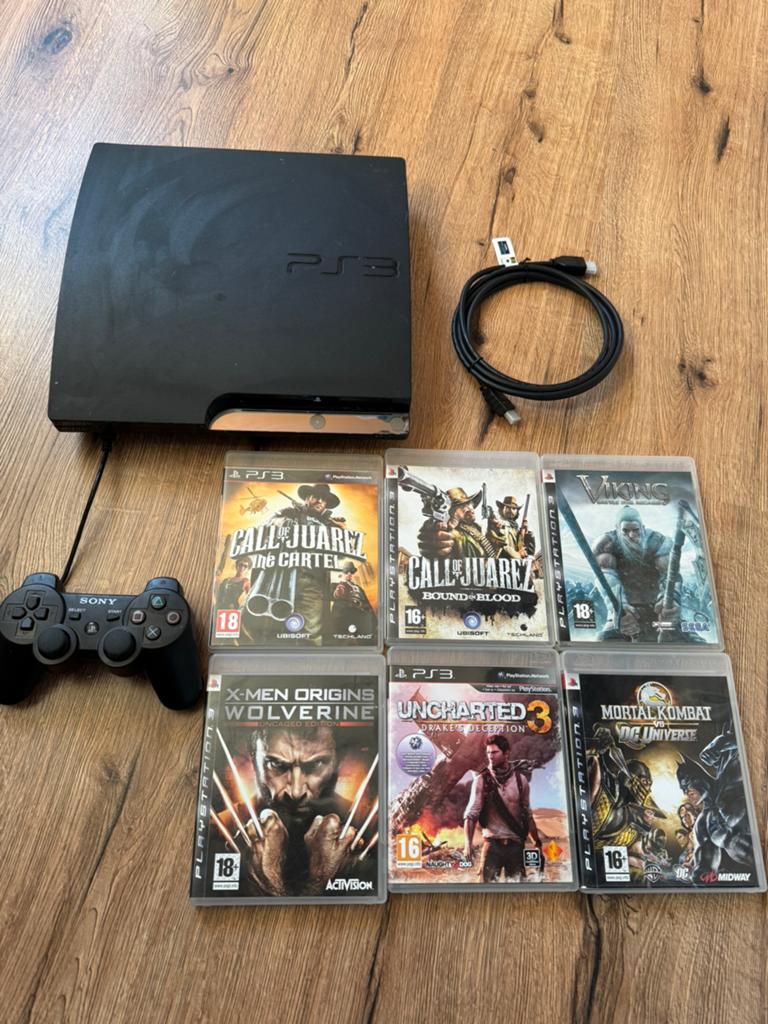 Playstation 3, 300GB met controller en 6 spelletjes, Ophalen of Verzenden, Zo goed als nieuw, Met 1 controller, Phat
