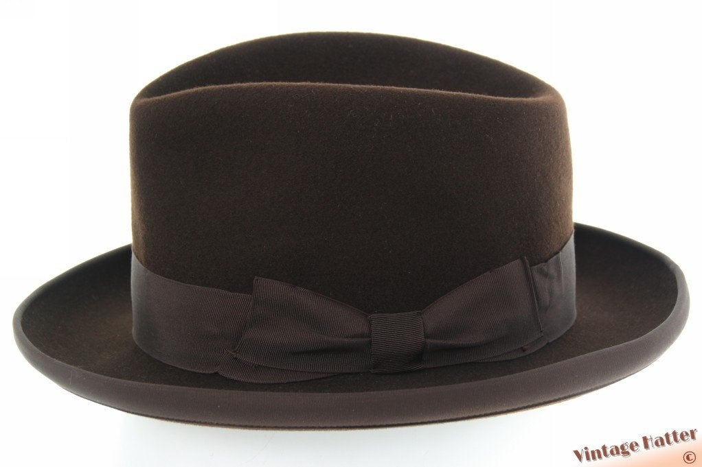 vintage gleufhoed Semi-Homburg Wilstaff Hat bruin vilt 54 XS, Hoed, Ophalen of Verzenden, Wilstaff, 57 cm (M, 7⅛ inch) of minder