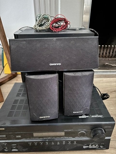 OKIYO TX-SR608 AV Receiver  + surround speaker set, Ophalen, Gebruikt, 60 tot 120 watt, Onkyo