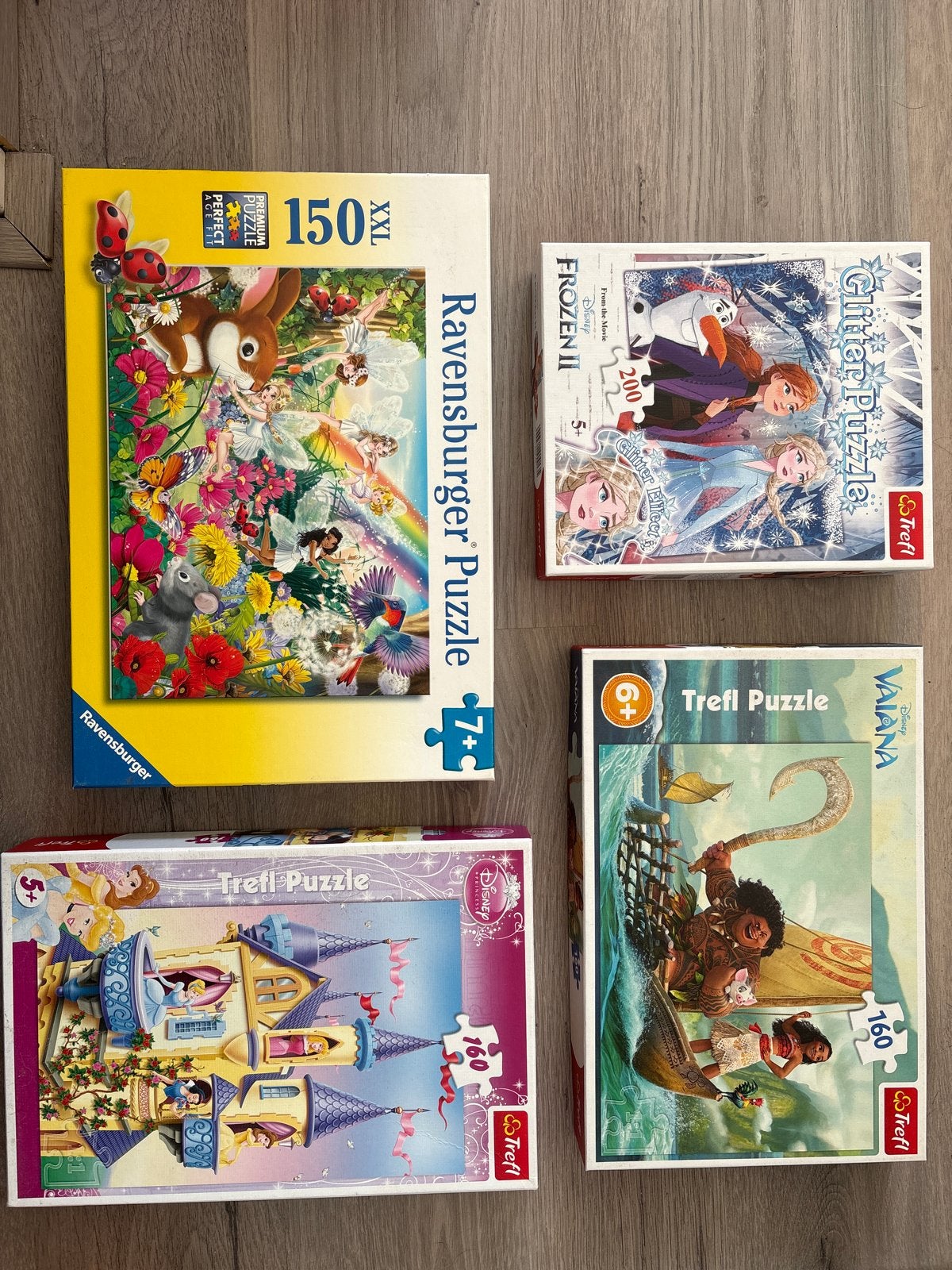 Leuke kinderpuzzels: Ravensburger, Frozen, Vaiana, Disney Pr, Ophalen of Verzenden, Meer dan 50 stukjes, Gebruikt, 6 jaar of ouder