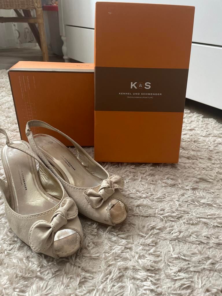 K&S schoenen maat 7,5 met leren tas van Assem, Kleding | Dames, Schoenen, Beige, Ophalen of Verzenden, Schoenen met hoge hakken