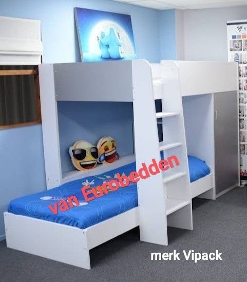 Stapelbed met kledingkast en flexibel onderbed, Ophalen, Gebruikt, Stapelbed