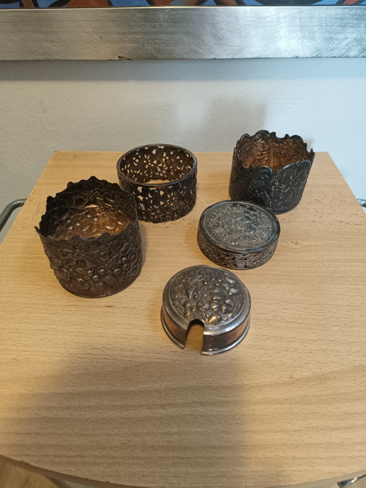 Verzameling verzilverde jampot houders/deksels, Ophalen of Verzenden