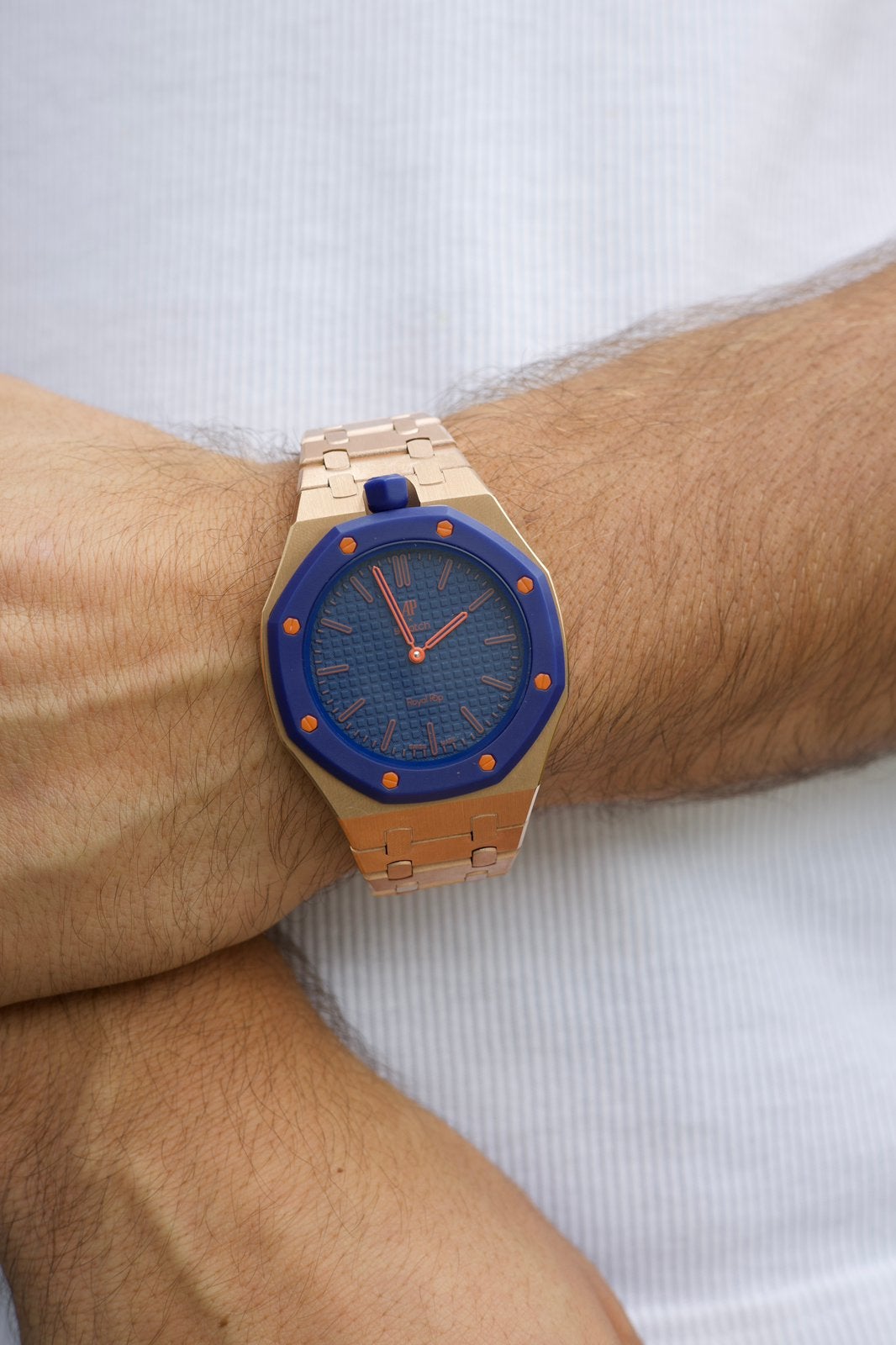 Stalen AP x Swatch Royal Pop Horlogebandje - Rose Goud, --, Nieuw, Ophalen of Verzenden, --