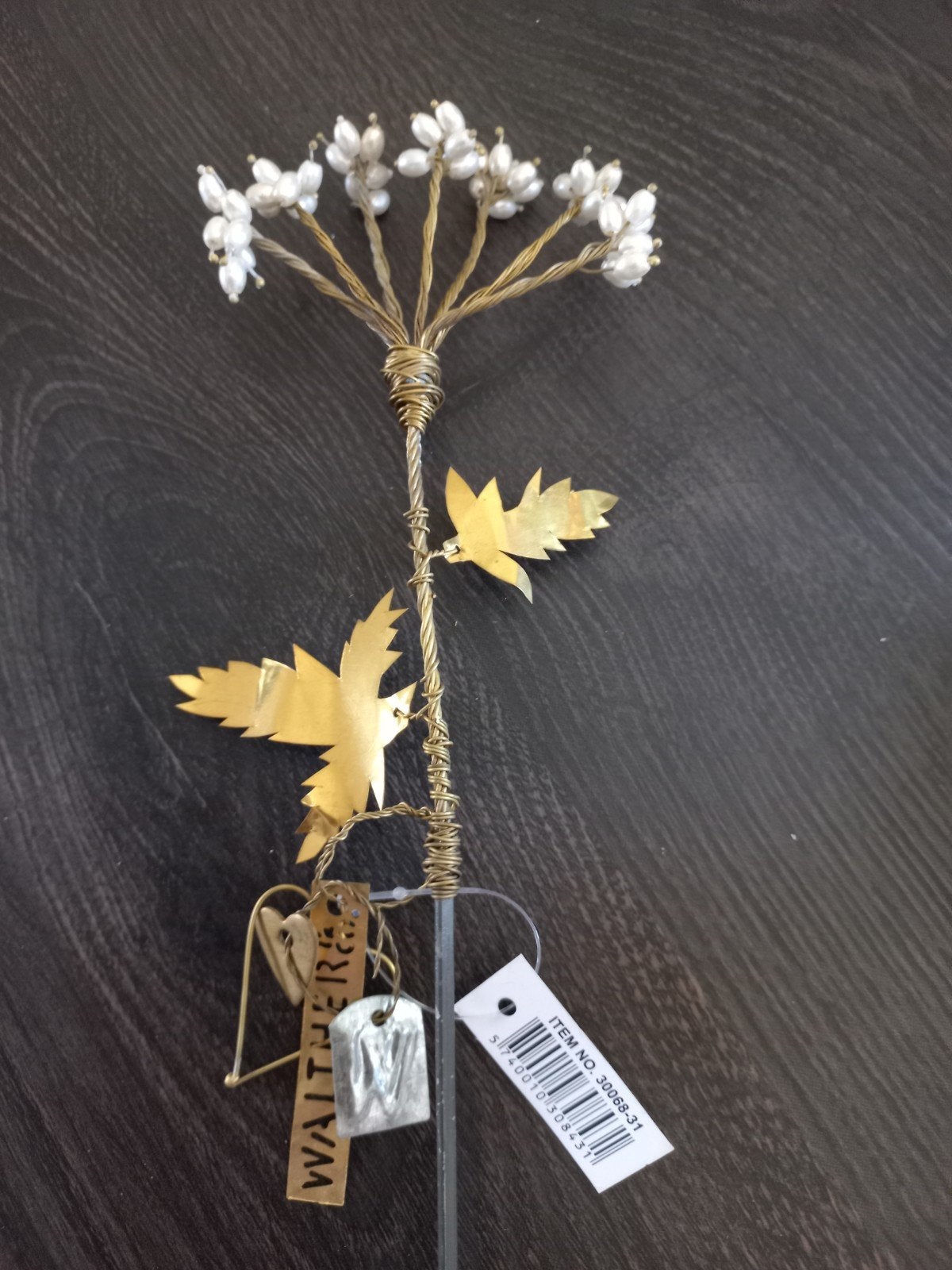 Walther&co witte kralen bloemen met messing blad, Ophalen of Verzenden, Nieuw