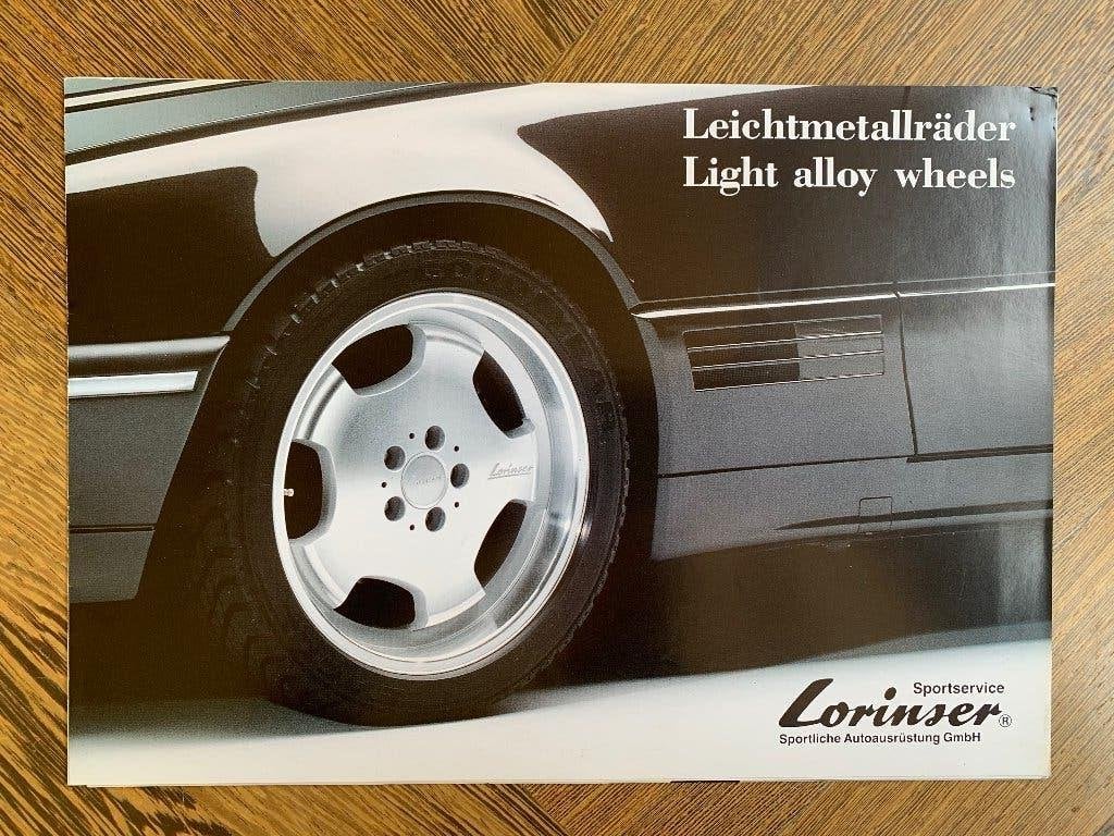 Uitklapfolder Mercedes-Benz Lorinser velgen 1990 izgs!, Lorinser, Zo goed als nieuw, Mercedes, Ophalen of Verzenden