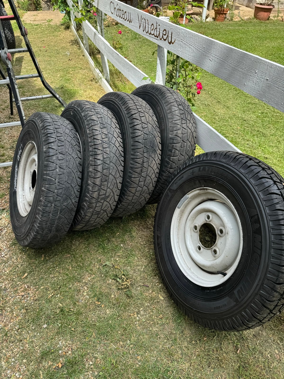5 Michelin banden op velgen met ruim voldoende profiel, Gebruikt, 16 inch, Overige, Banden en Velgen