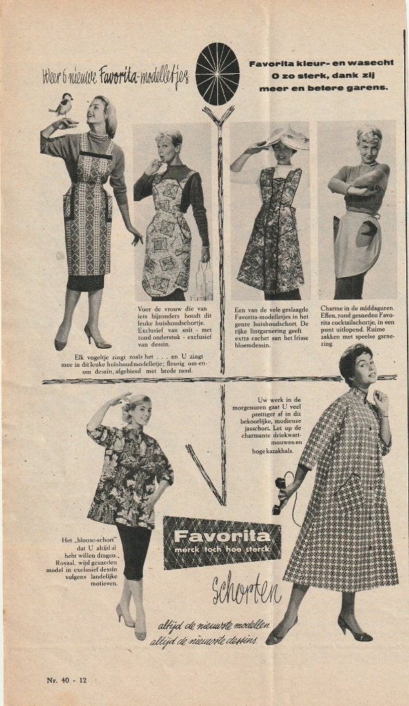 retro reclame 1958 Favorita schorten de nieuwste dessins, Verzenden, Overige typen