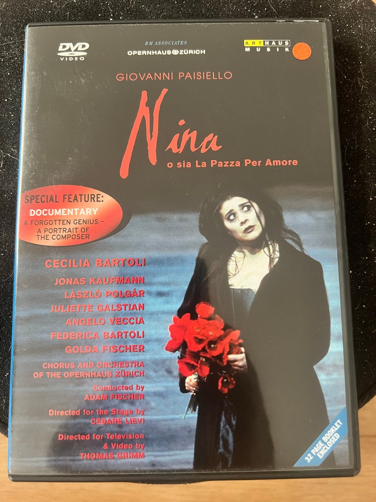 Nina o sia La Pazza Per Amore - Opera DVD, Alle leeftijden, Nederlands, Ophalen of Verzenden, Concert