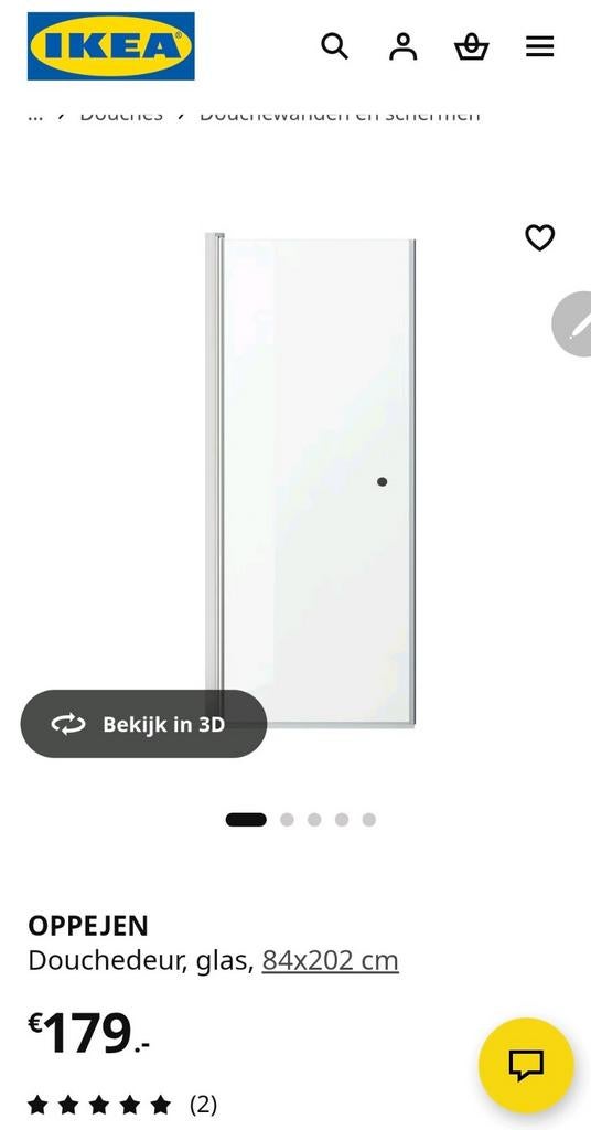 ikea oppejen douchedeur, Ophalen, Overige typen, 50 tot 100 cm, Zo goed als nieuw