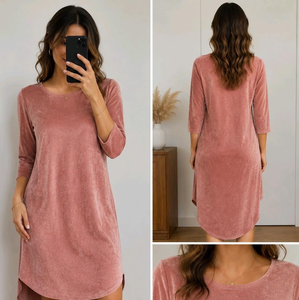 Lulu Love velvet look jurk oudroze maat S, Kleding | Dames, Ophalen of Verzenden, Zo goed als nieuw, Lulu love, Roze