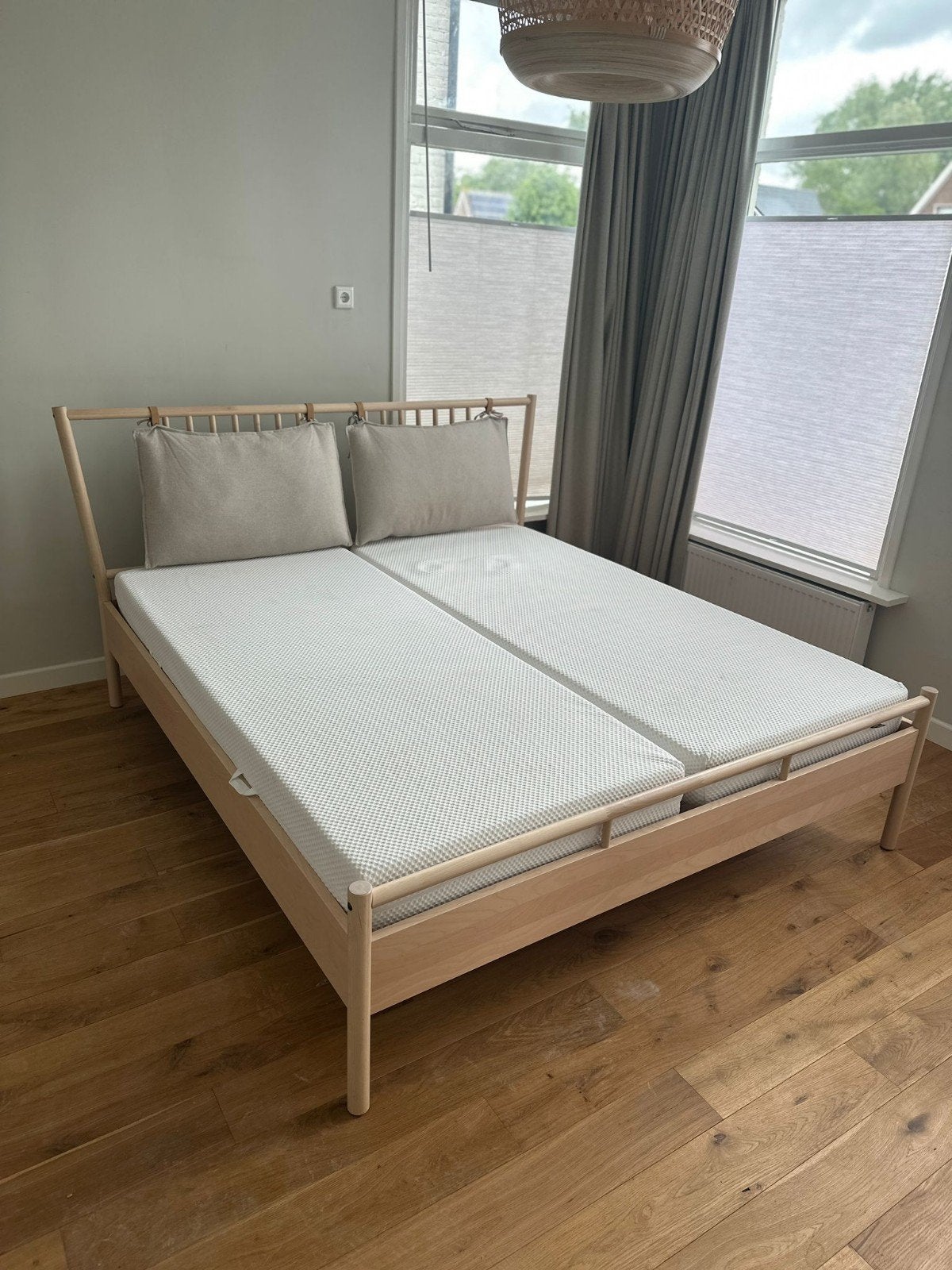 IKEA GVARV bedframe 180x214 cm, licht hout, Ophalen, Tweepersoons, 180 cm, Hout