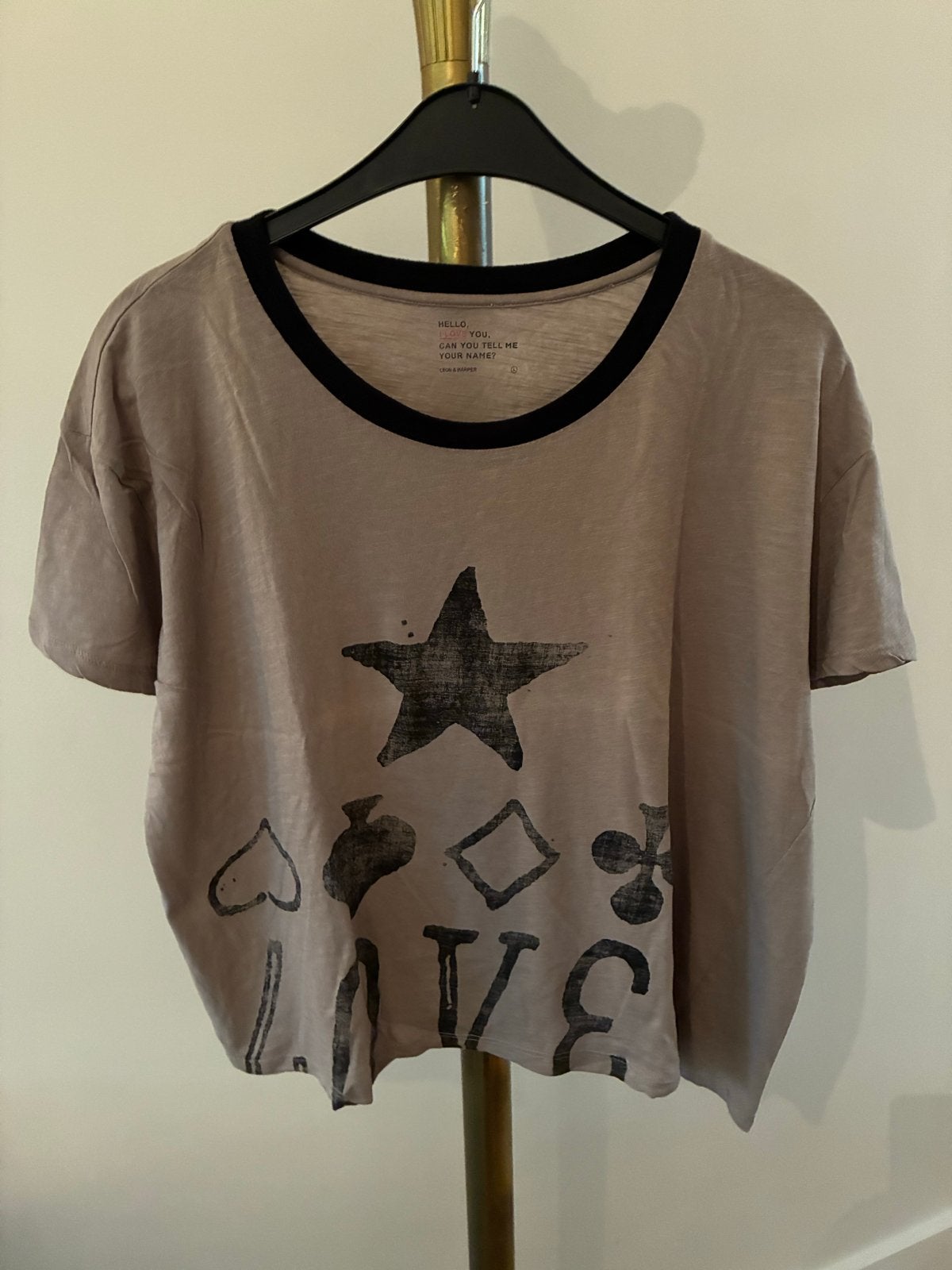 Leon & Harper T-shirt met print - Maat L, Kleding | Dames, Beige, Maat 42/44 (L), Ophalen of Verzenden, Zo goed als nieuw