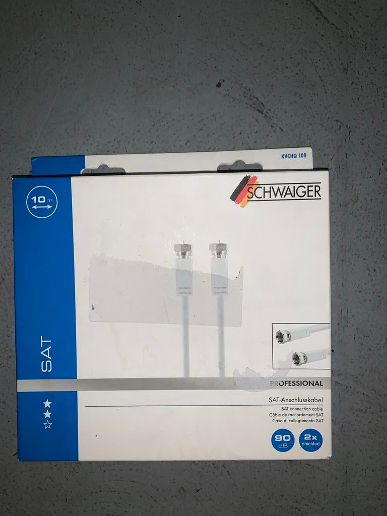 Schwaiger SAT-aansluitkabel 10m - HQ 90dB F-stekker | nieuw, Ophalen of Verzenden, Nieuw, 10 meter of meer, Coaxiale kabel
