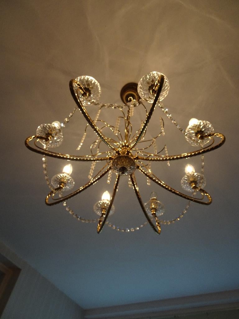 Kroonluchter met 8 lichtpunten * Goud * Lamp, Ophalen, Zo goed als nieuw