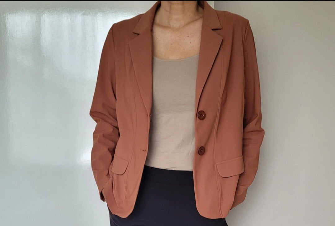 Studio Anneloes Bonded Blazer XL Hazelnoot bruin, Verzenden, Zo goed als nieuw, Maat 46/48 (XL) of groter, Bruin