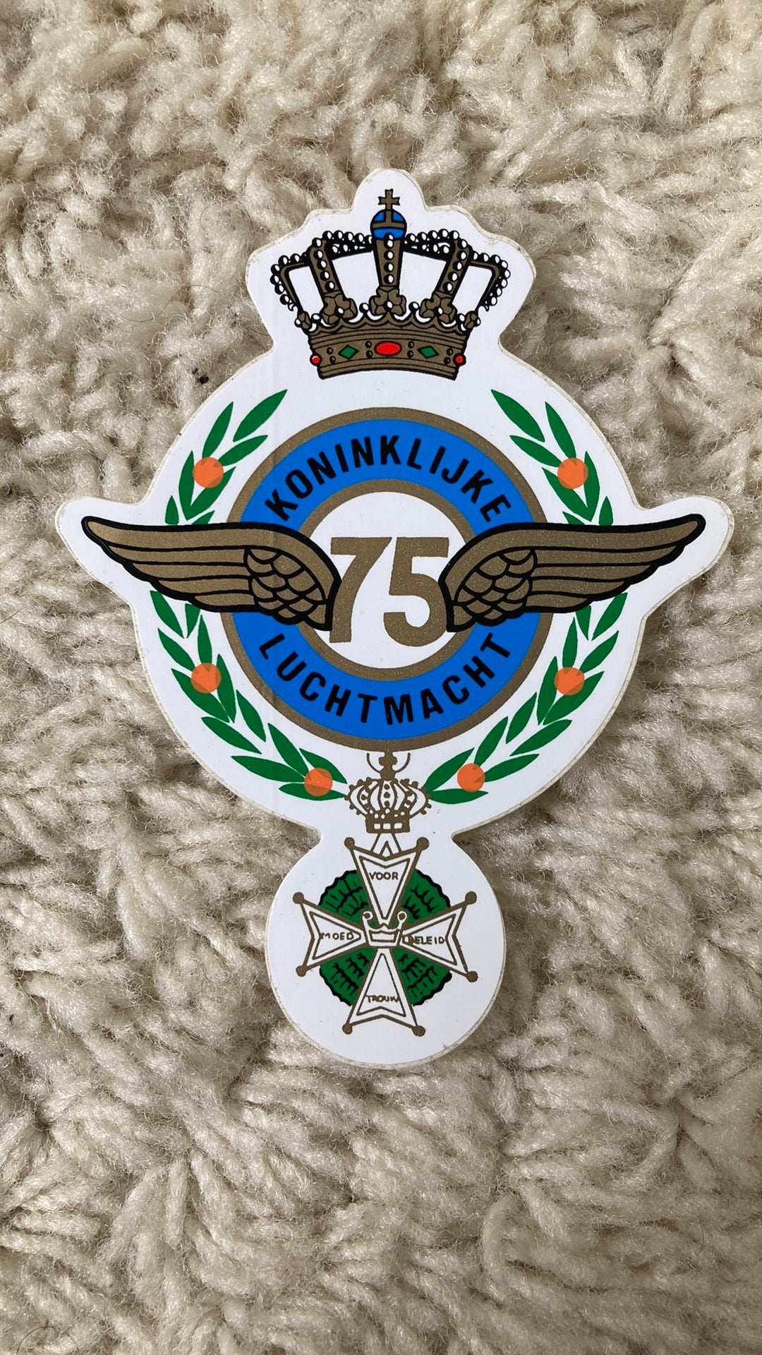 Koninklijke Luchtmacht 75 jaar, Verzamelen, Stickers, Ophalen of Verzenden, Zo goed als nieuw, Bedrijf of Vereniging