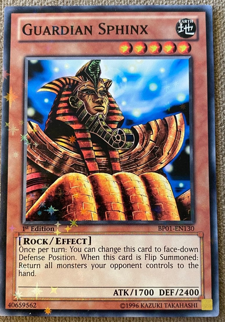 Yu-Gi-Oh! Guardian Sphinx BP01 1st Edition Starfoil Rare !, Ophalen of Verzenden, Zo goed als nieuw, Losse kaart, Foil