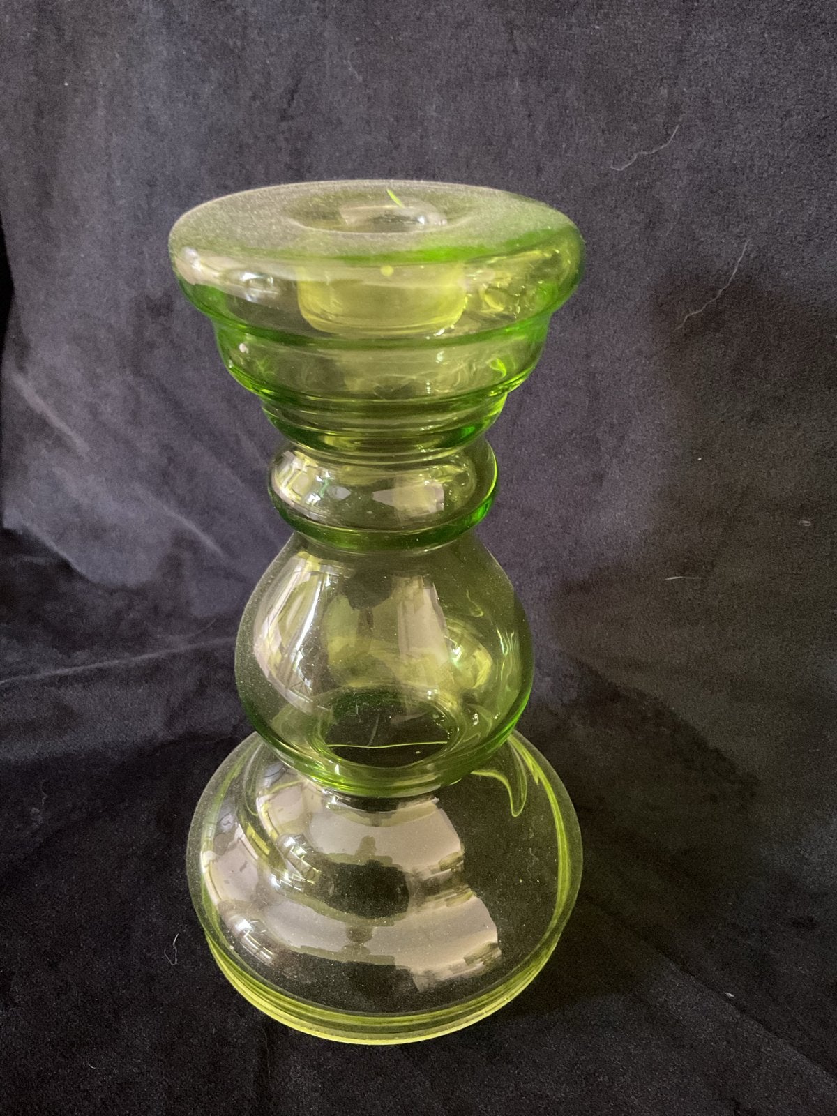 Vintage Groene Glazen Kandelaar Jaren '70 - Bolvormig Design, Ophalen of Verzenden, Glas