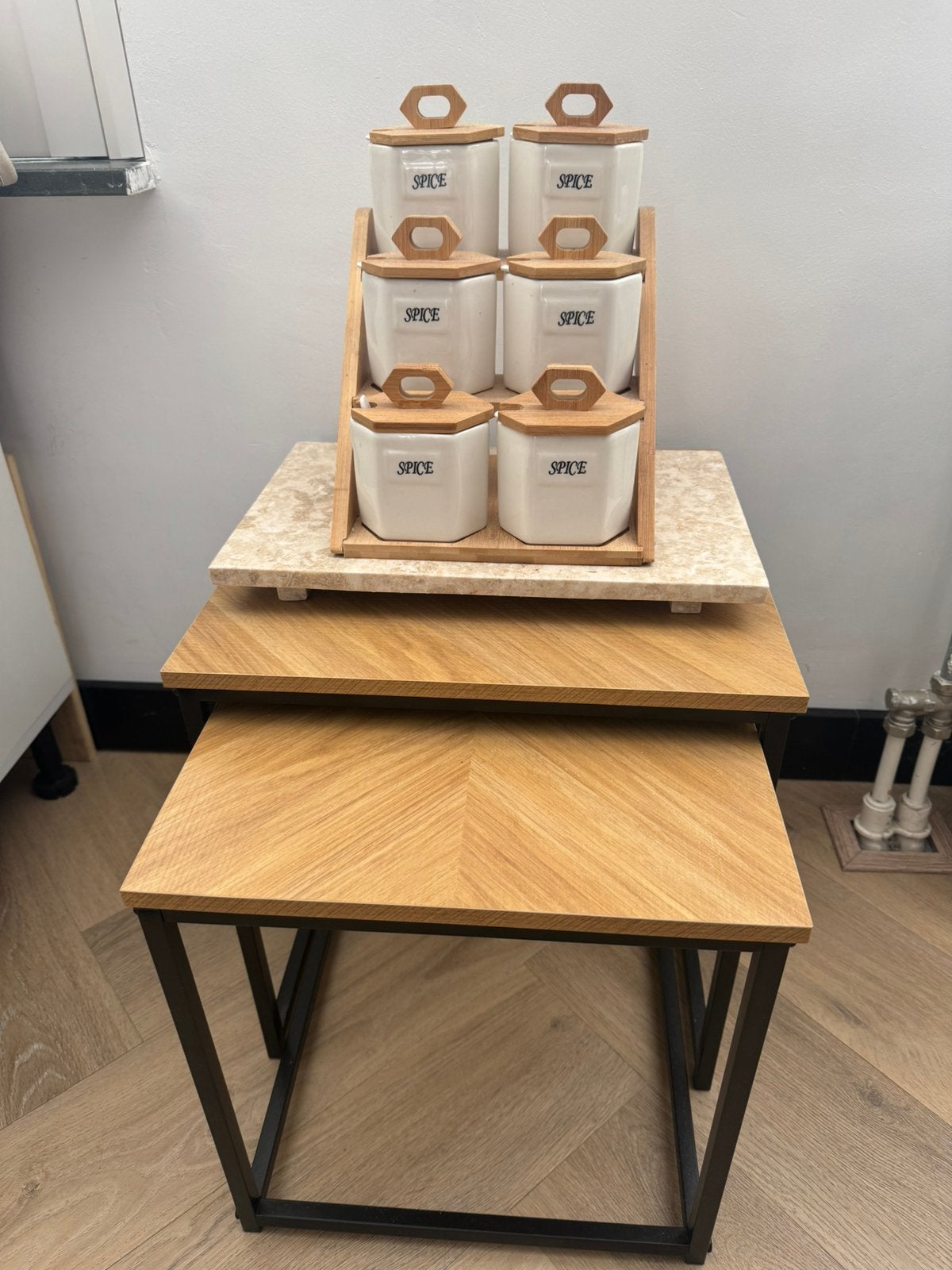 Bijzettafel set van 2 stuks, Minder dan 45 cm, Minder dan 55 cm, Vierkant, Ophalen of Verzenden