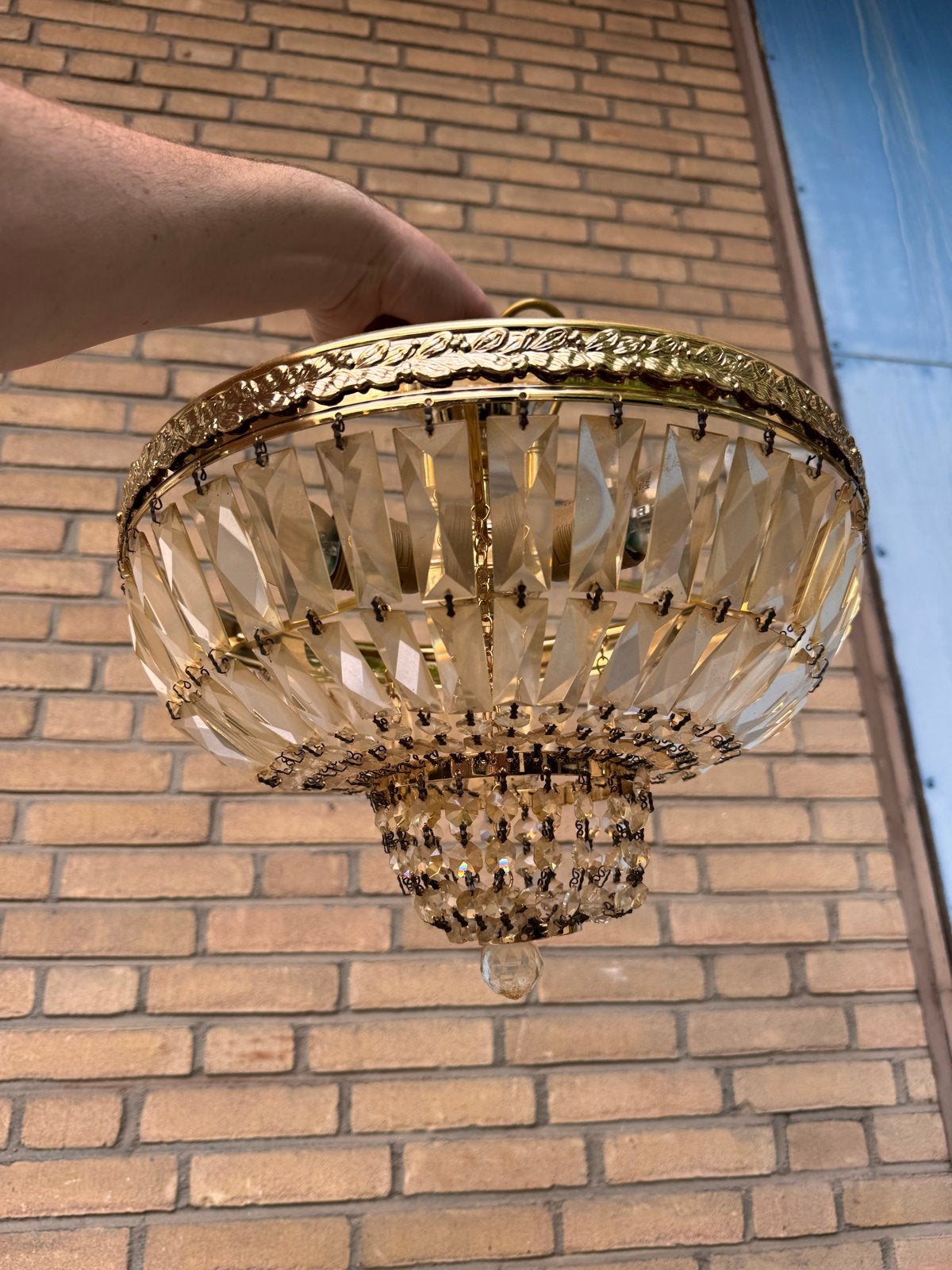 3 x Vintage Kristallen Plafondlamp kristallamp, Ophalen of Verzenden