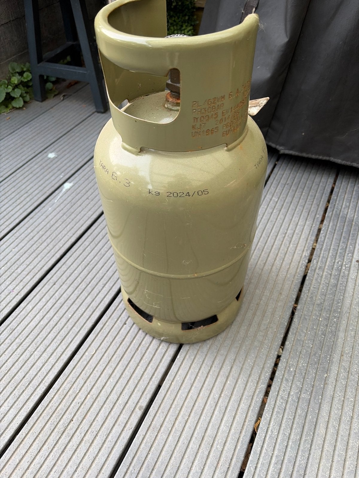 Lege gasfles voor BBQ of terrasverwarmer, Ophalen, Gebruikt