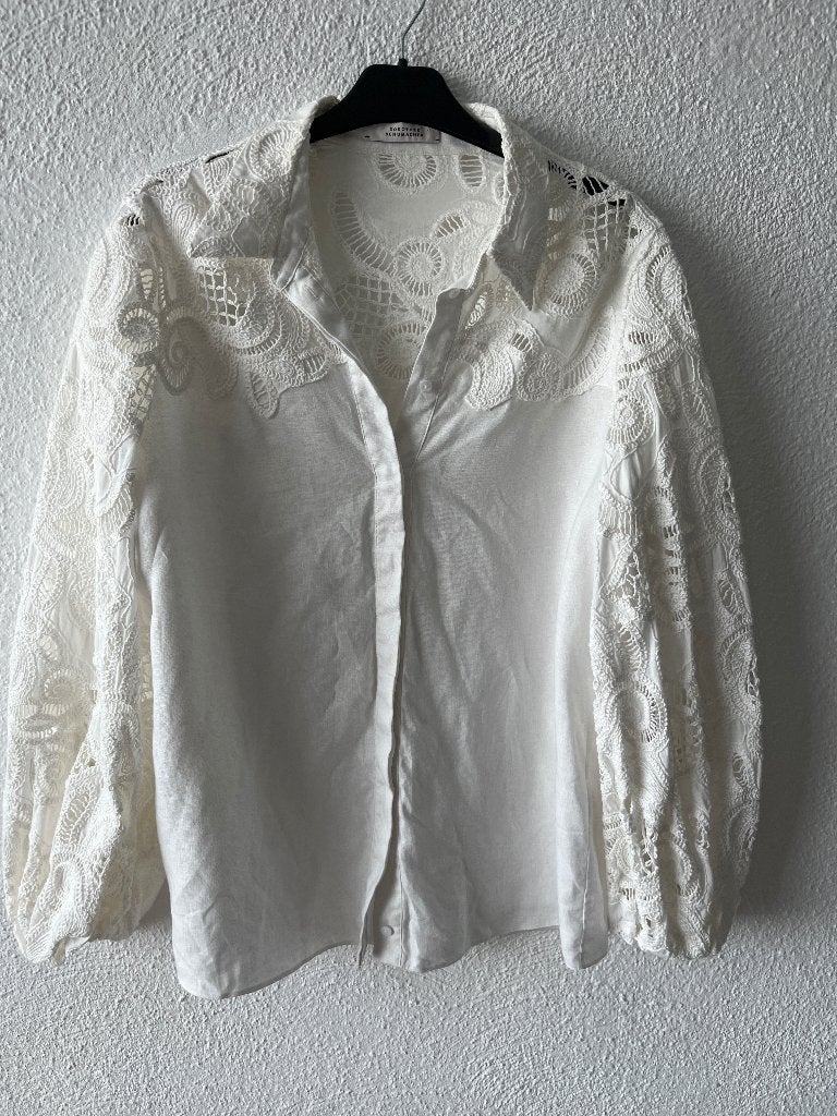 Dorothee Schumacher Blouse met kant Crocket wijde mouw, Maat 38/40 (M), Verzenden, Wit, Zo goed als nieuw
