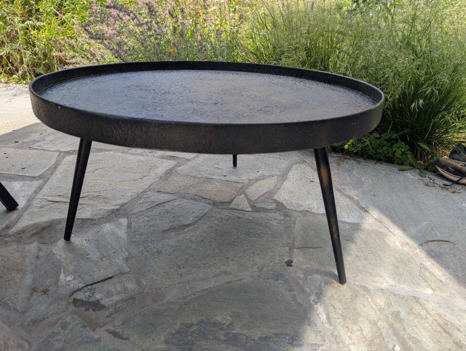 Bijzettafel 75 cm diameter koper look, Huis en Inrichting, Tafels | Bijzettafels, Ophalen, Rond, Zo goed als nieuw, 75 cm of meer