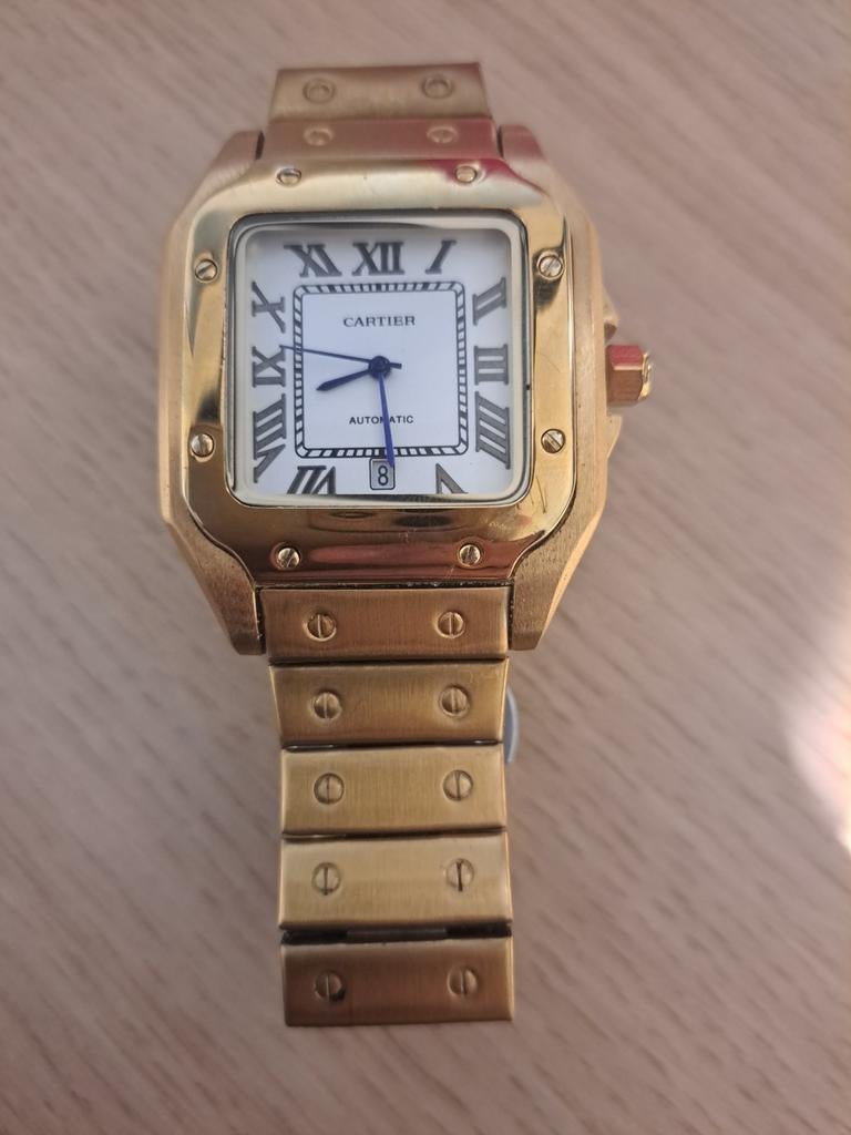 Cartier goudkleurig horloge 43 cm, Ophalen of Verzenden, Zo goed als nieuw, Staal, Overige merken