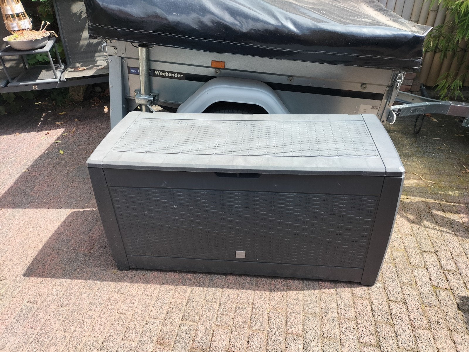 Casaria Opbergbox Tuinbox Kunststof Antraciet, Ophalen, Gebruikt, Kunststof, Overige typen