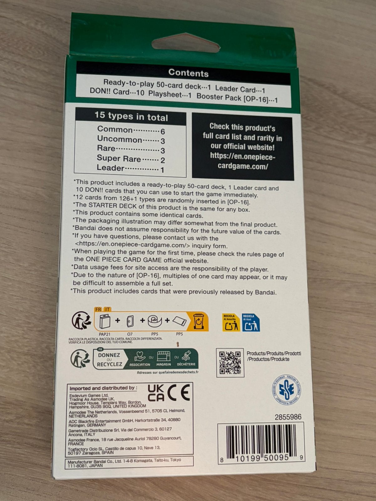 One Piece Card Game ST-32 Roronoa Zoro Green Starter Deck, Hobby en Vrije tijd, Verzamelkaartspellen | Overige, Ophalen of Verzenden