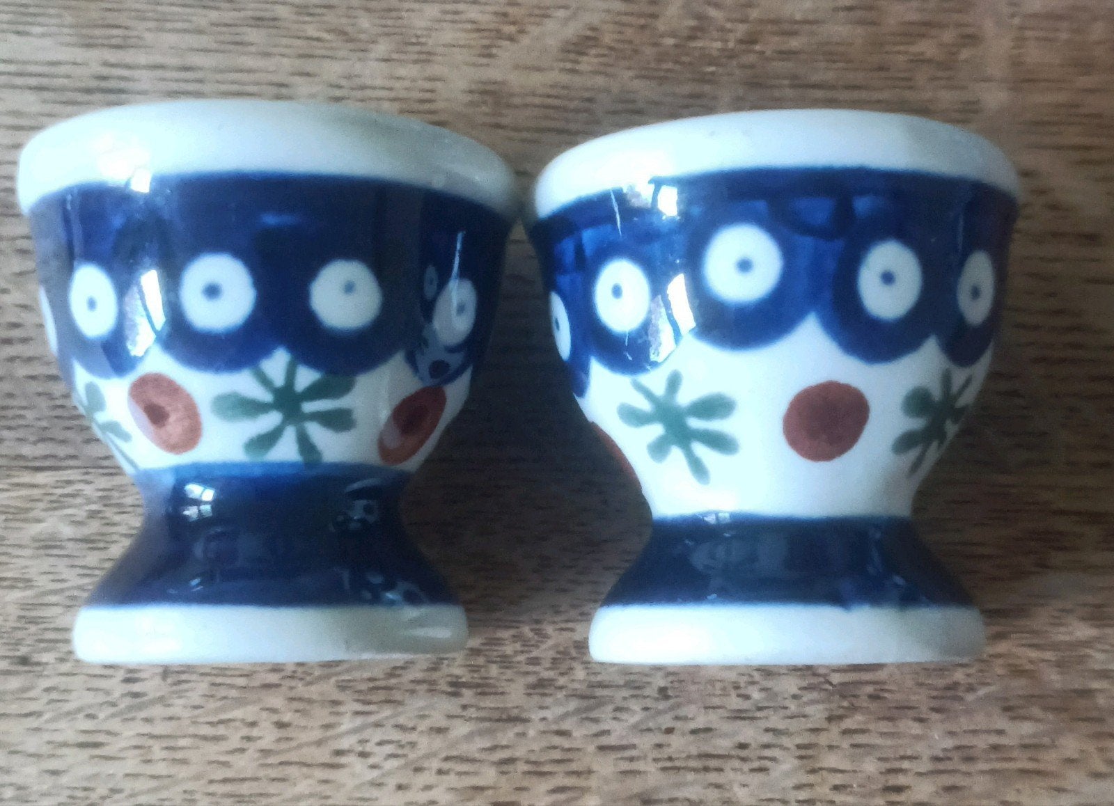 2 vintage bunzlau eierdopjes + 1 rechte mok beker 9,5 cm, Gebruikt, Overige merken, Keramiek, Overige typen