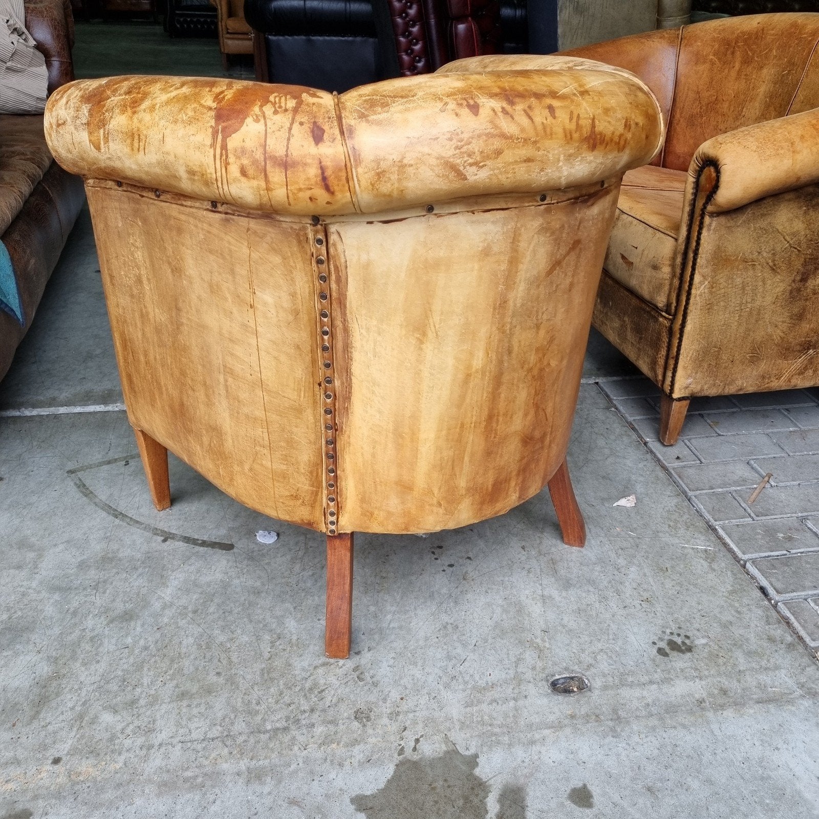 Club fauteuil schapenleer + BEZORGING GRATIS, Gebruikt, ., Ophalen of Verzenden, .