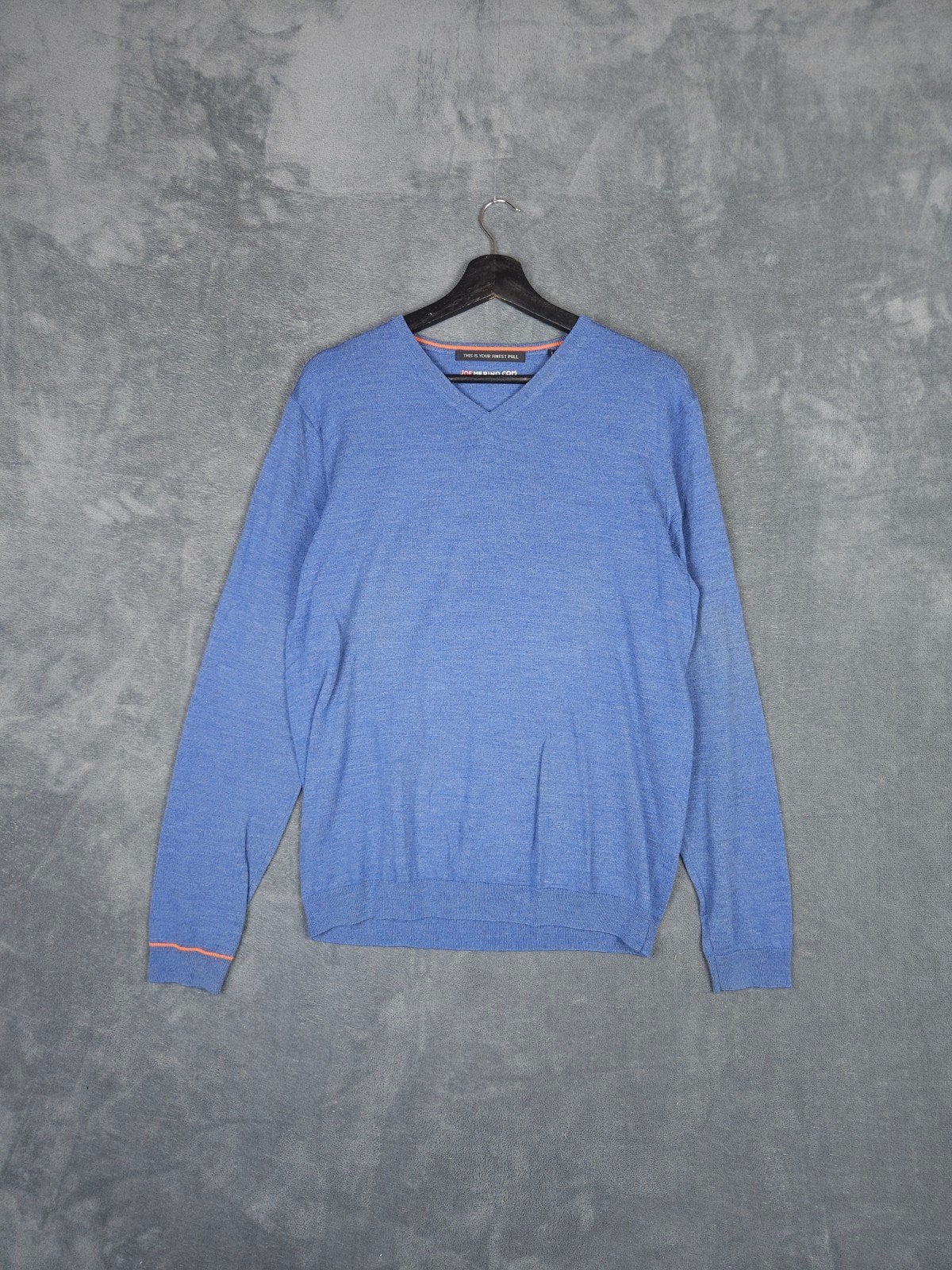 Joe Merino Trui V Neck L Blauw merino Wol, Kleding | Heren, Truien en Vesten, Maat 52/54 (L), ., Zo goed als nieuw, .